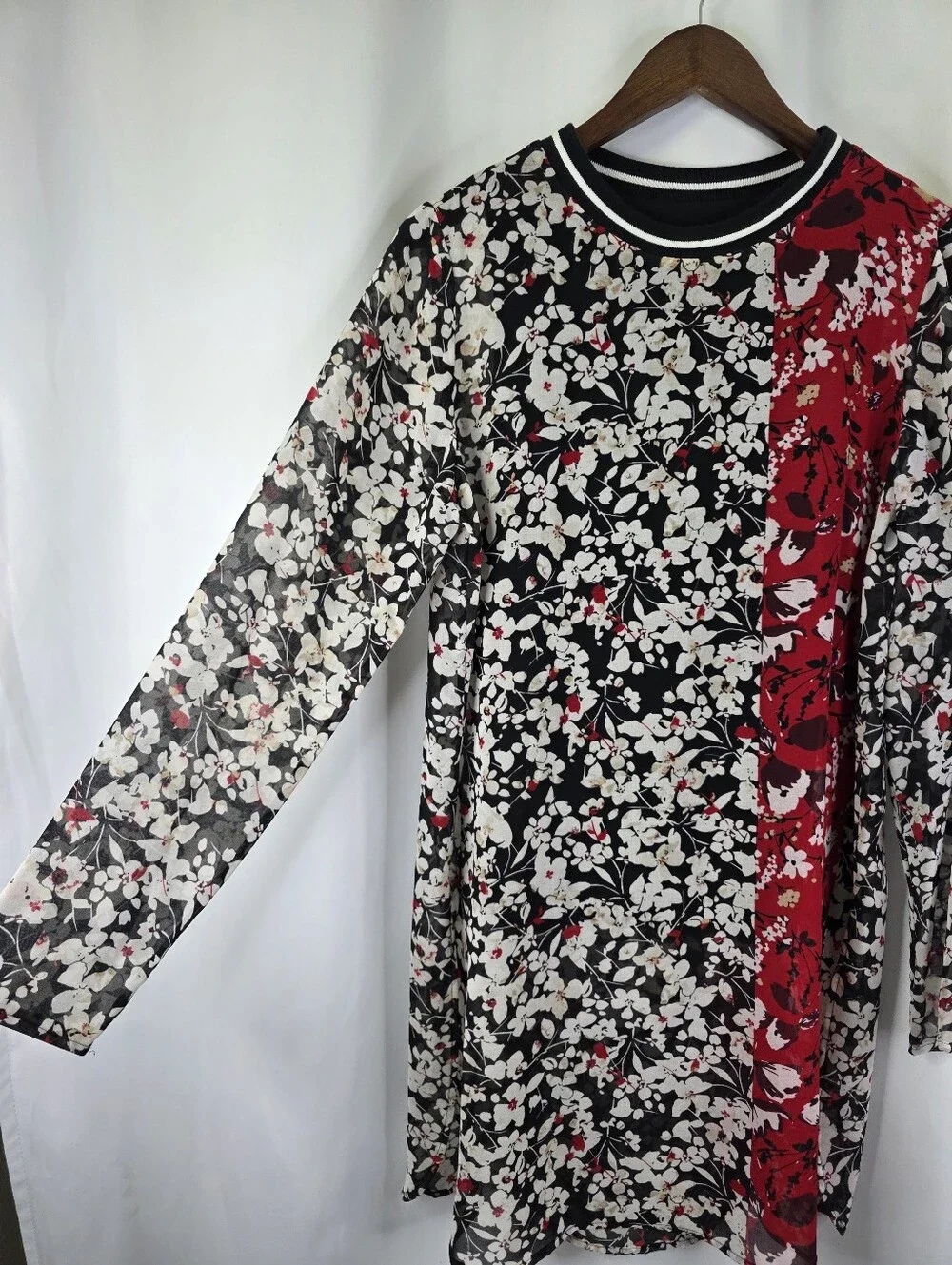 Calvin Klein Womens Size Med Floral Sheer Lined Crew Neck Tunic Dress Multicolor - Picture 7 of 16